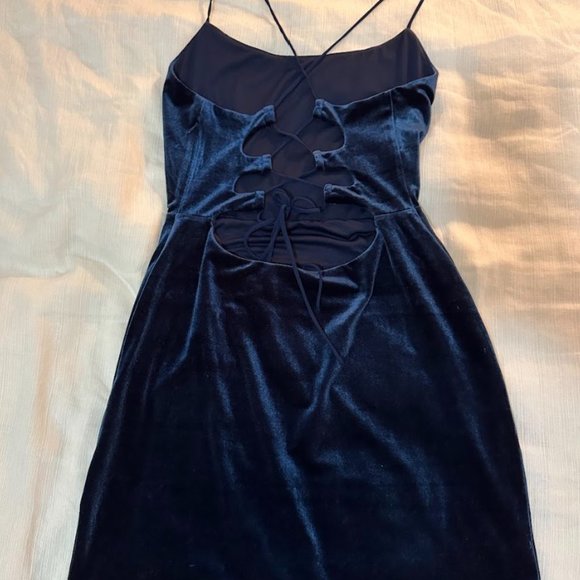 NBD X Revolve Lauren Bodycon Dress | Size Medium Navy Velvet color Nightfall - Picture 5 of 6